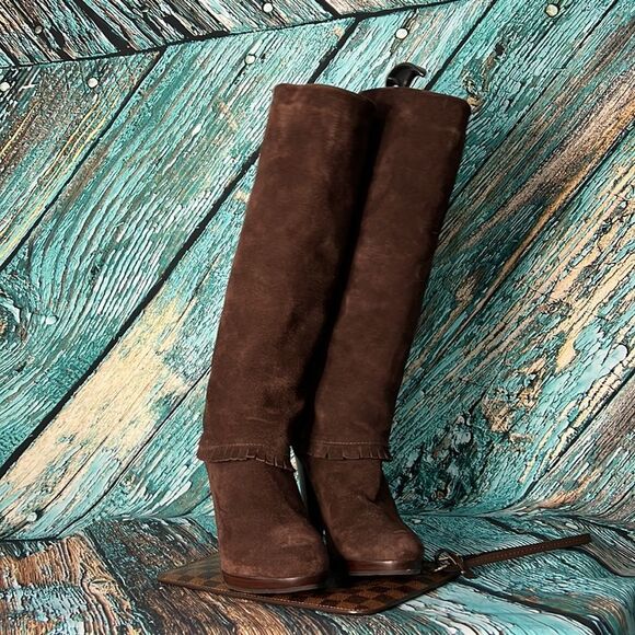 Matisse dark brown suede tall over the knee boots - Picture 4 of 10